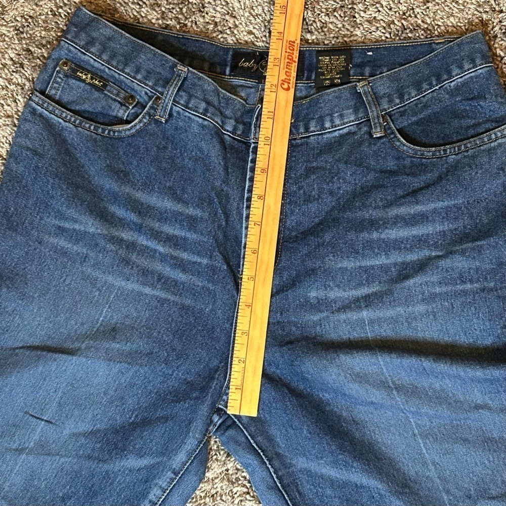 BABY PHAT Woman’s Size 13 Jeans Blue Wide Leg 33x31 Y2K Cat Logo - Picture 13 of 16